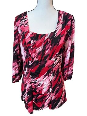 Style & Co. Vibrant Abstract Ruched Square-Neck Blouse, size XL